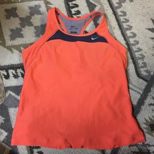 Nike Dri Fit tank with built in bra orange 